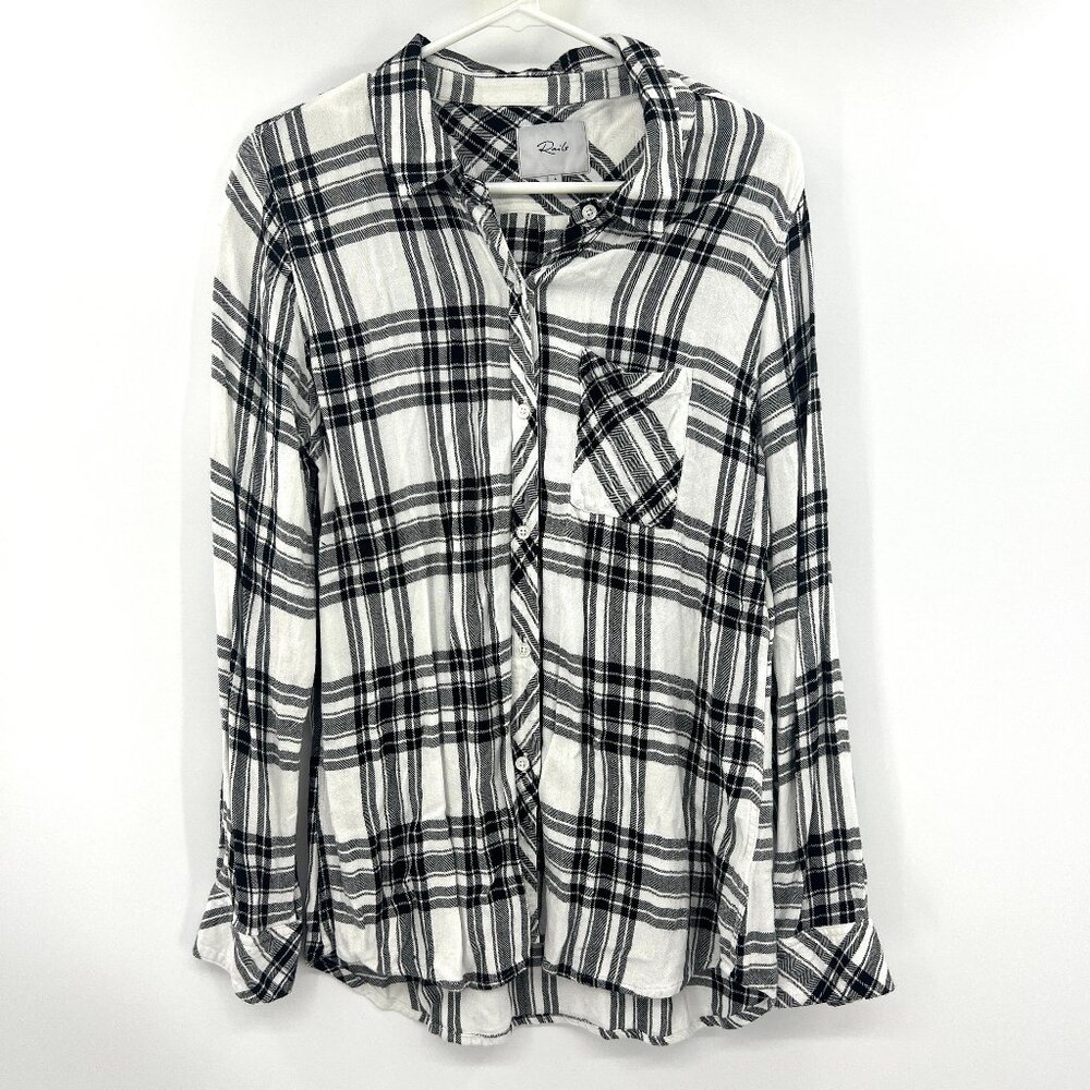 Rails Hunter Button Front Flannel Shirt in Ebony White Women's Large